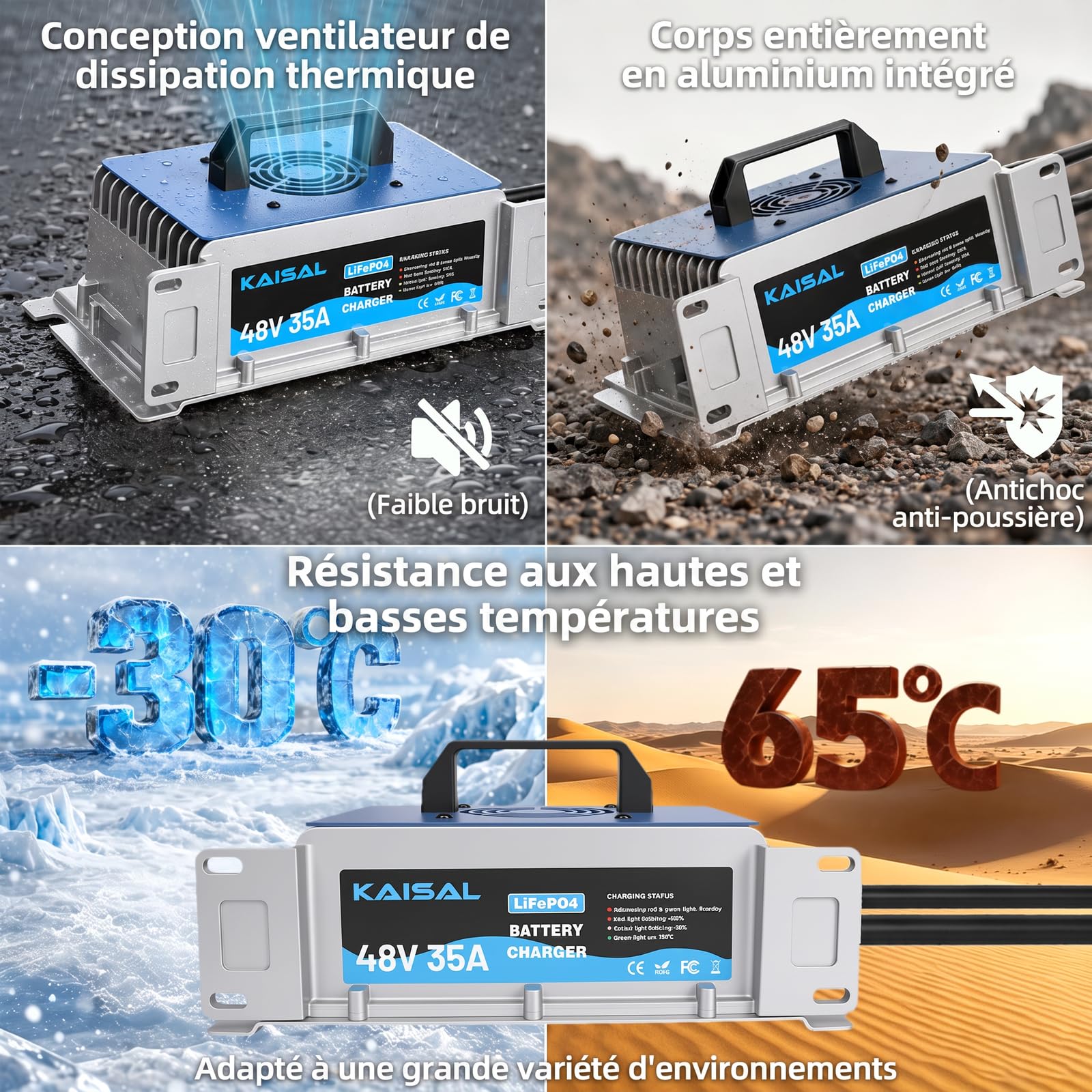 KAISAL 48V 35A Chargeur de Batterie Lithium