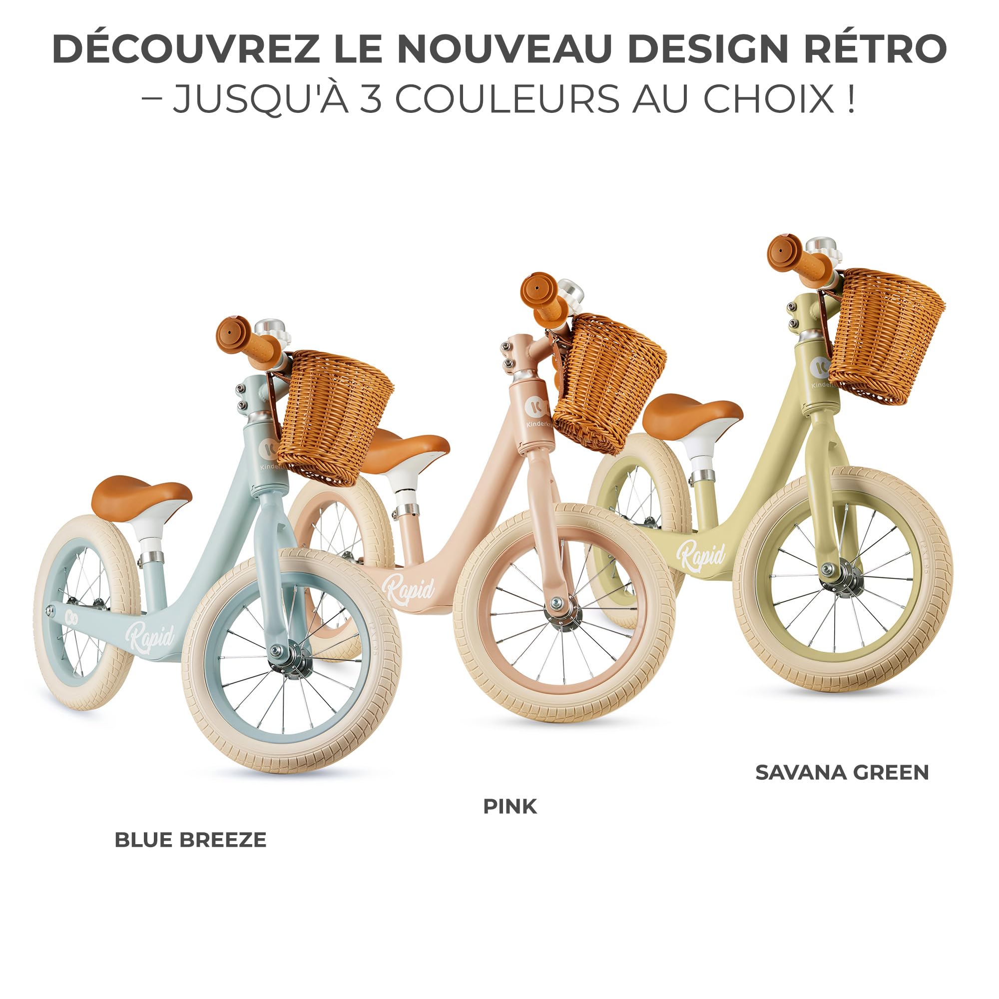 Kinderkraft Rapid 2 Draisienne Métal Vélo sans Pédale Siège Réglable Rétro Enfants 2 Ans 3,7 kg