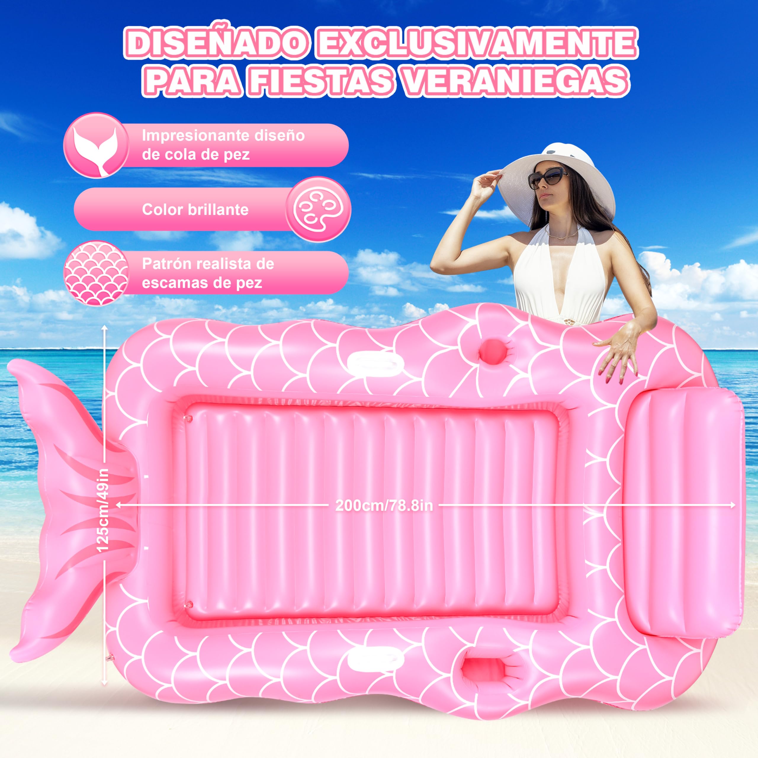 JONRRYIN Colchoneta Piscina Adulto, Flotador Inflable Piscina Grande, Colchoneta Piscina Hinchable, Flotadores Piscina para Adultos, Cama Flotante Inflable para Adultos Niños