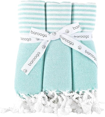Miniatura 8 de BAROOGA Toallas de mano turcas para baño y cocina, 18 x 38 pulgadas, (juego de 3), 100% algodón, toalla decorativa  cara, manos, gimnasio, cabello,