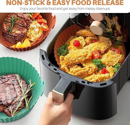Miniatura 6 de ME.FAN - Forros de silicona para freidora de aire para freidora de aire de 4 a 7 cuartos de galón 2 unidades ME.FAN - Cesta reutilizable para