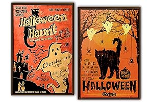 2Pcs Vintage Horror Halloween Poster