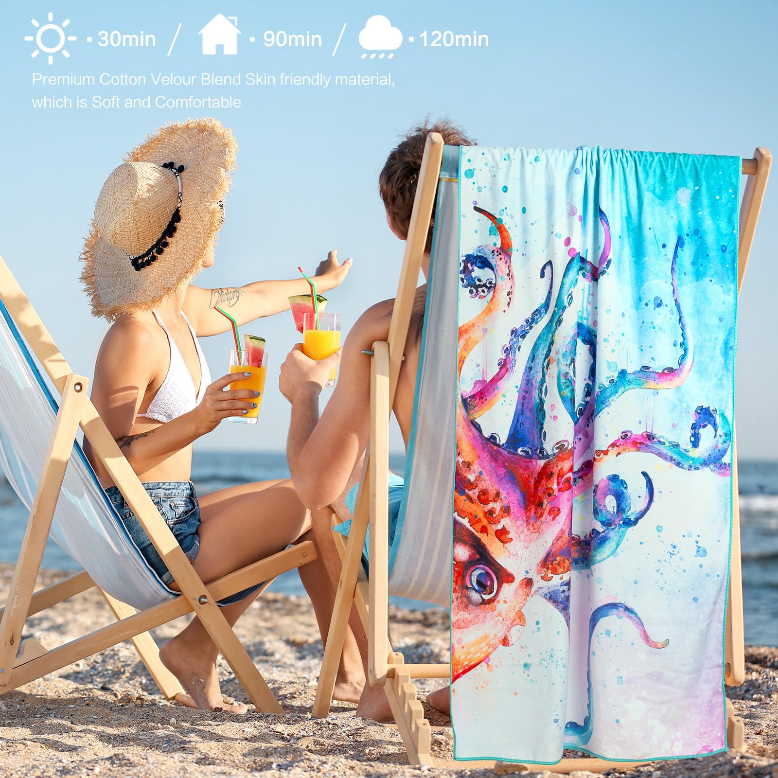 Amazon.com: CutebriCase Novelty Octopus Beach Towel, Kraken Ocean