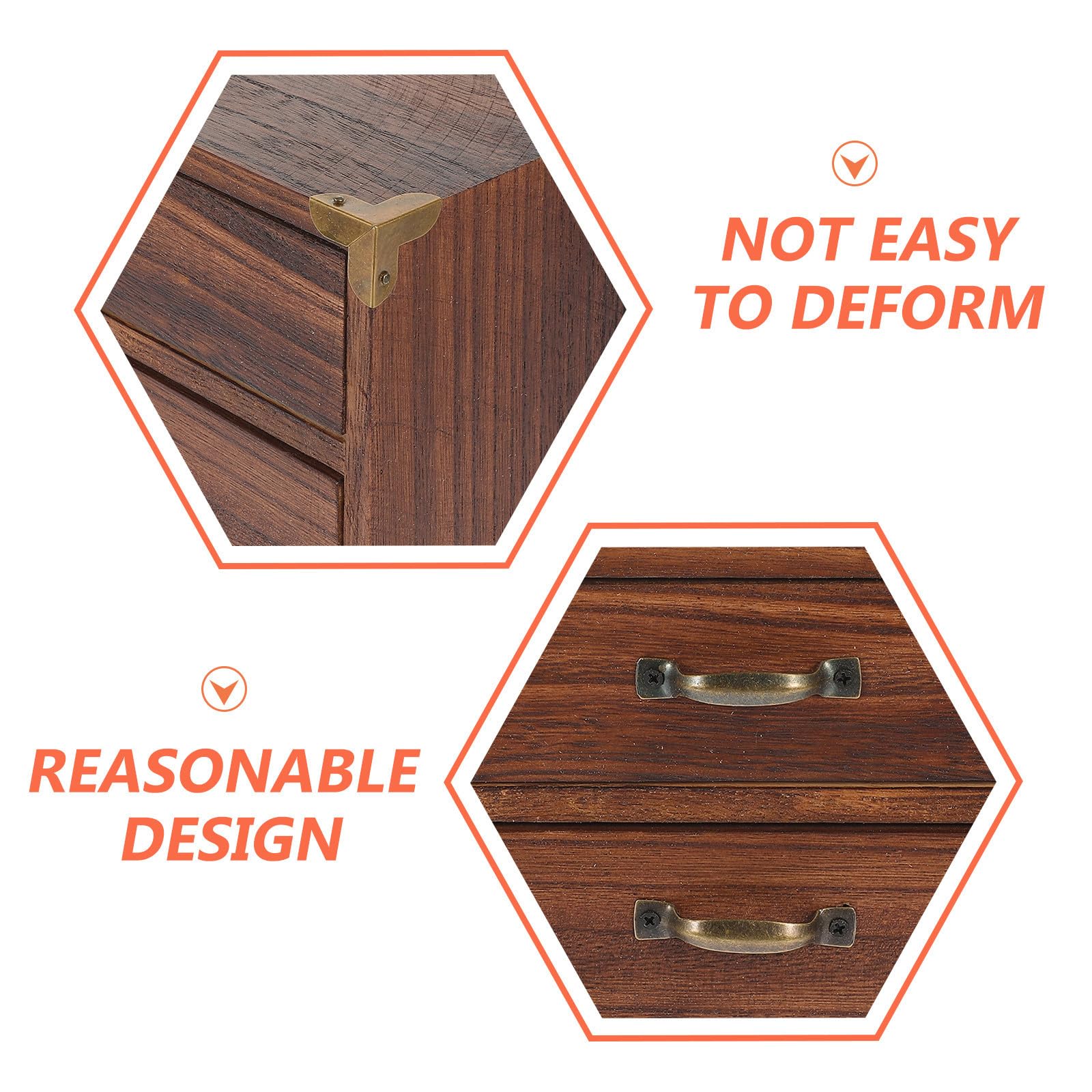 Holz Schreibtisch Organizer mit Schubladen Vintage Kaffee | Zwei oder Drei Auszüge, Praktische Aufbewahrungsbox für Home Office und Wohnung, Viel Platz