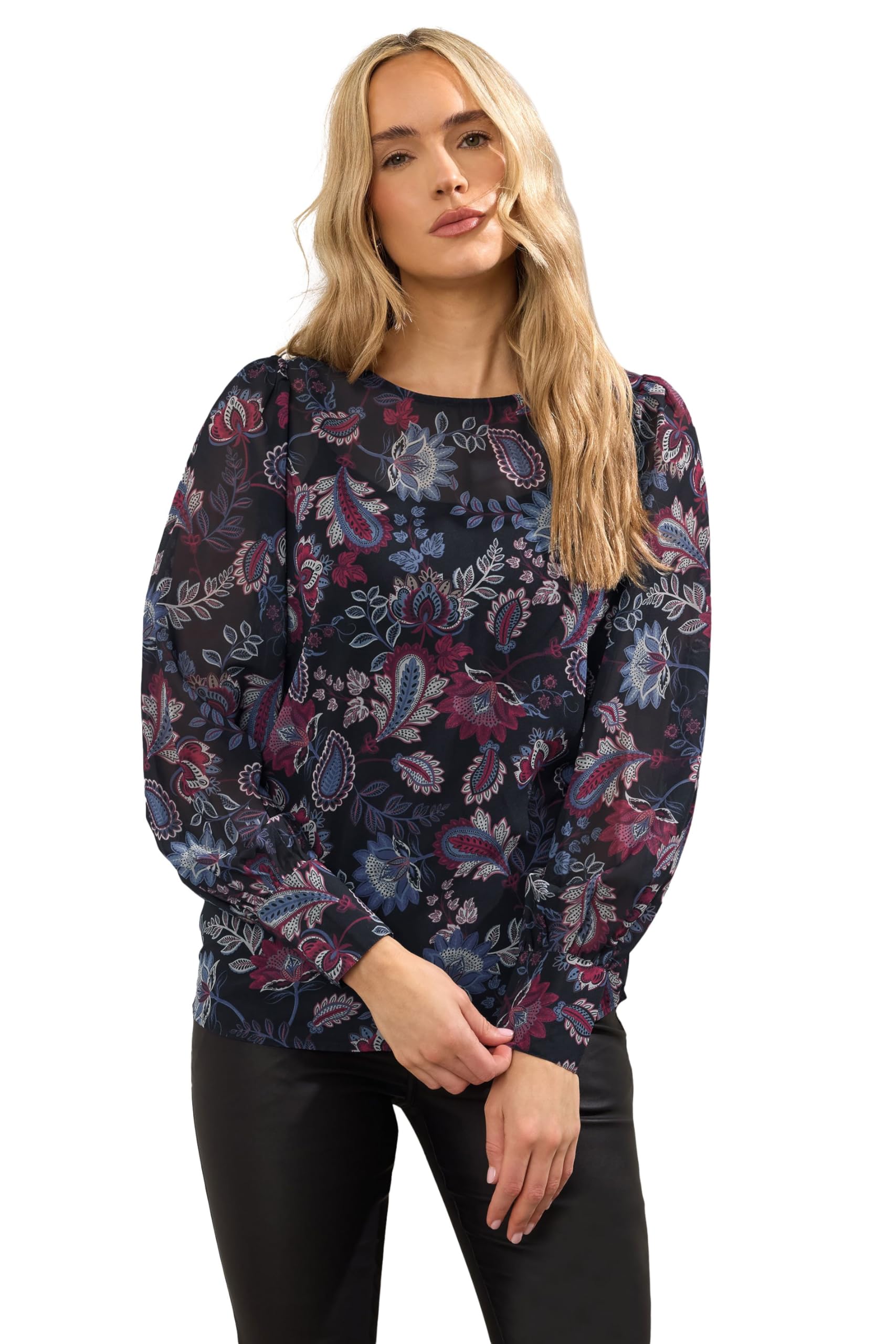 Long Tall Sally Women's Purple - Lts Tall Paisley Sheer Blouse