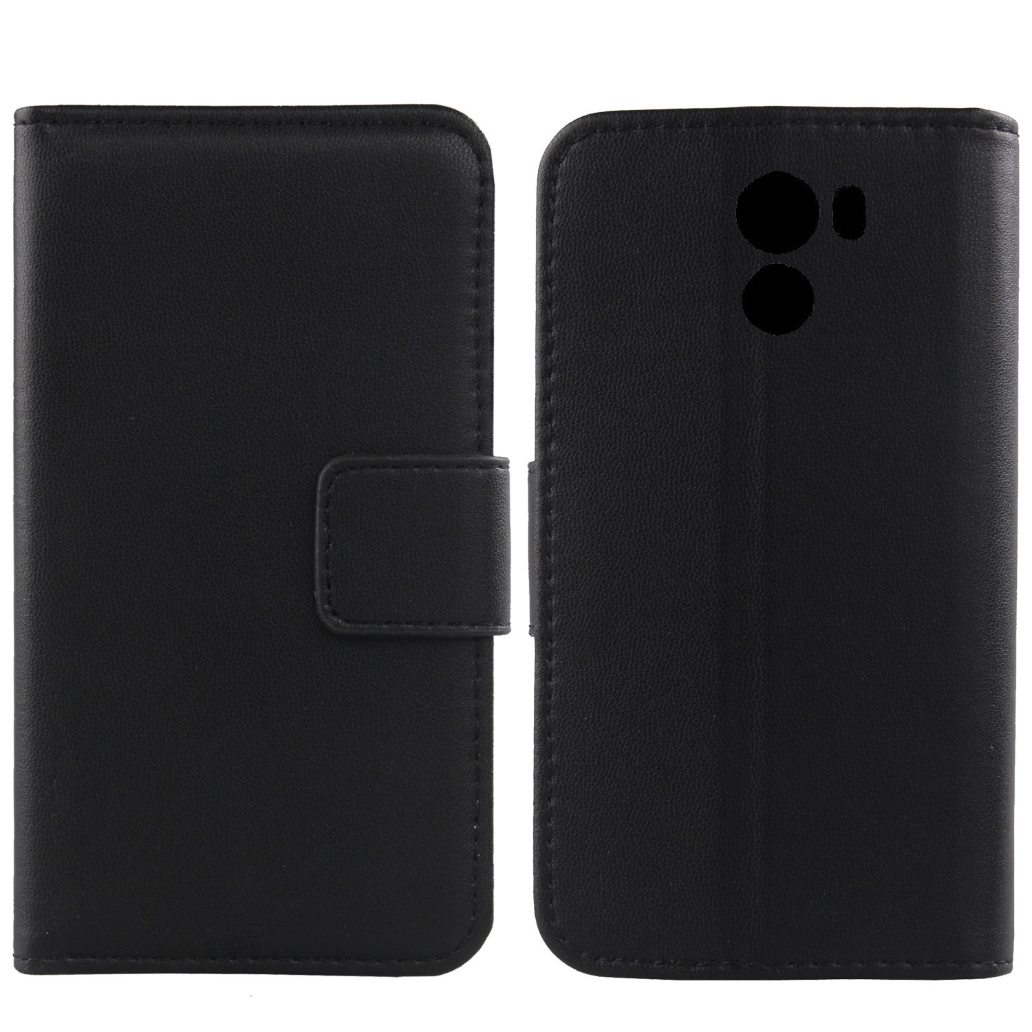 Design Genuine Leather Case for Wileyfox Swift 2X 5.2 Wallet Premium Flip Protection Cover Skin Pouch with Card Slot (Black)