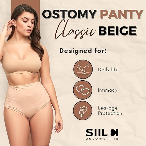 Vista 2 de Ostomy - Funda para mujer, ropa interior de cintura alta, color negro, bragas discretas con bolsillo interior, control de fugas, tela de secado