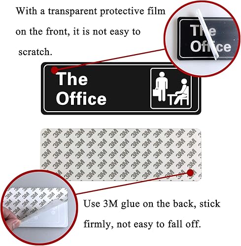 Miniatura 3 de HOHAJIU The Office Sign - Letrero acrílico autoadhesivo para puerta o pared, placa de identificación de 9 x 3 pulgadas para tu oficina (negro y