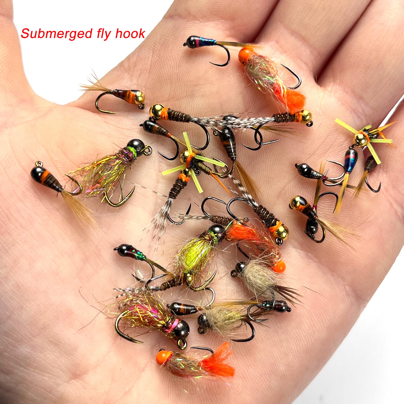 Lot de 30/24 mouches de pêche à la mouche lentes pour pêche à la mouche pour perche, truite, appâts artificiels, boîte en tungstène, hameçons pour pêche à la mouche