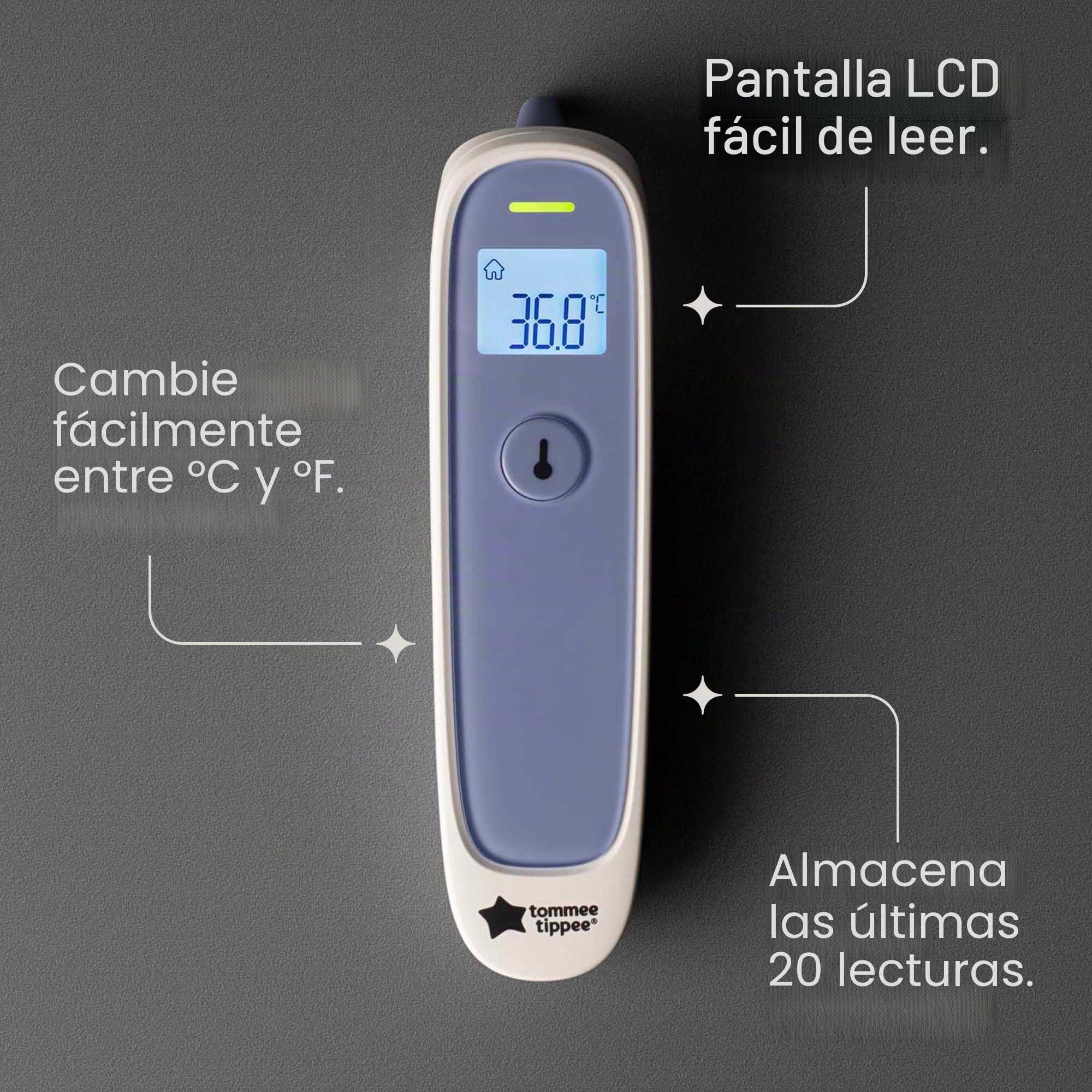 Tommee Tippee Termómetro digital InEar, elementos esenciales para bebés recién nacidos, lecturas instantáneas de 1 segundo en ˚C o ˚F, 3 m+