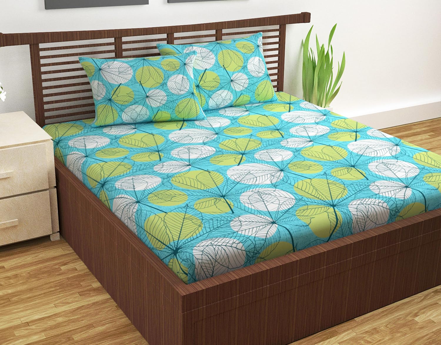 Buy Divine Casa Blend Cotton Double Size Bedsheet Bed Sheet with 2