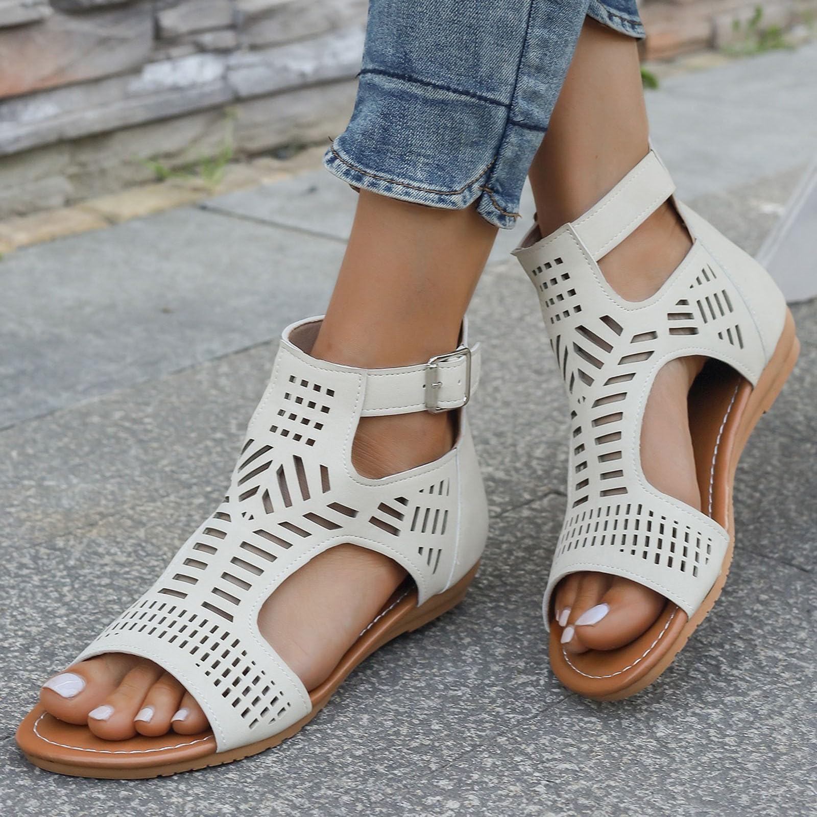 Generico Sandales Et Mules Pour Femmes Confortables LéGèRes AntidéRapantes Semelle Souple Respirantes Chaussures Femme éTé éLéGantes Mules OrthopéDiques Pieds Larges Ville Usage Quotidien