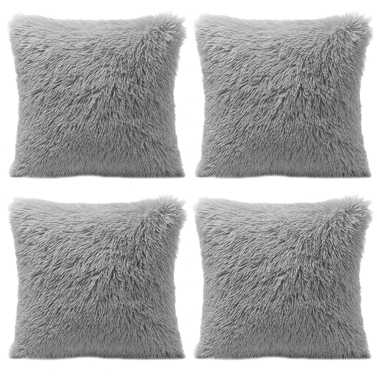 TZMFHD 4 Pack Grey Cushion Covers, 43x43cm Fluffy Cushion Covers
