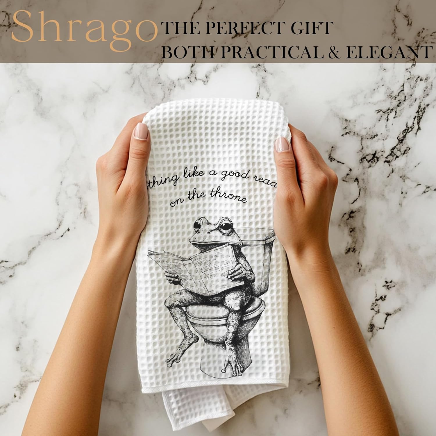 Funny Frog Bathroom Hand Towels, Frog Bathroom Decor, Reading Gifts for Book Lovers, Humorous Toilet Reading Animal Decorative Hand Towels for Washroom Restroom Decor, 16x24 Inch - Image 7