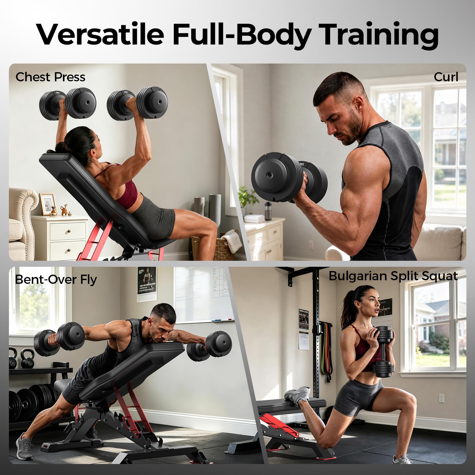 DB2 Adjustable Dumbbye Set, 55LB/110LB Option, 5-in-1 Quick Adjustable Weights with Storage Box and Non-Slip Handle, Weight Set for Home Gym Exercise Fitness, Full Body Workout for Men & Women