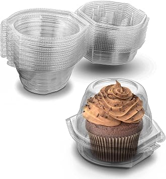 MT Products Clear PET Plastic Single Jumbo Hinged - Cupcake Hinged Container - Pack of 15