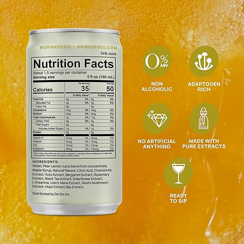 Miniatura 2 de De Soi Golden Hour Mocktails NA Drinks 8 onzas líquidas (paquete de 12) - Bebida adaptógena, bebida espumosa con botánicos calmantes, bebidas sin