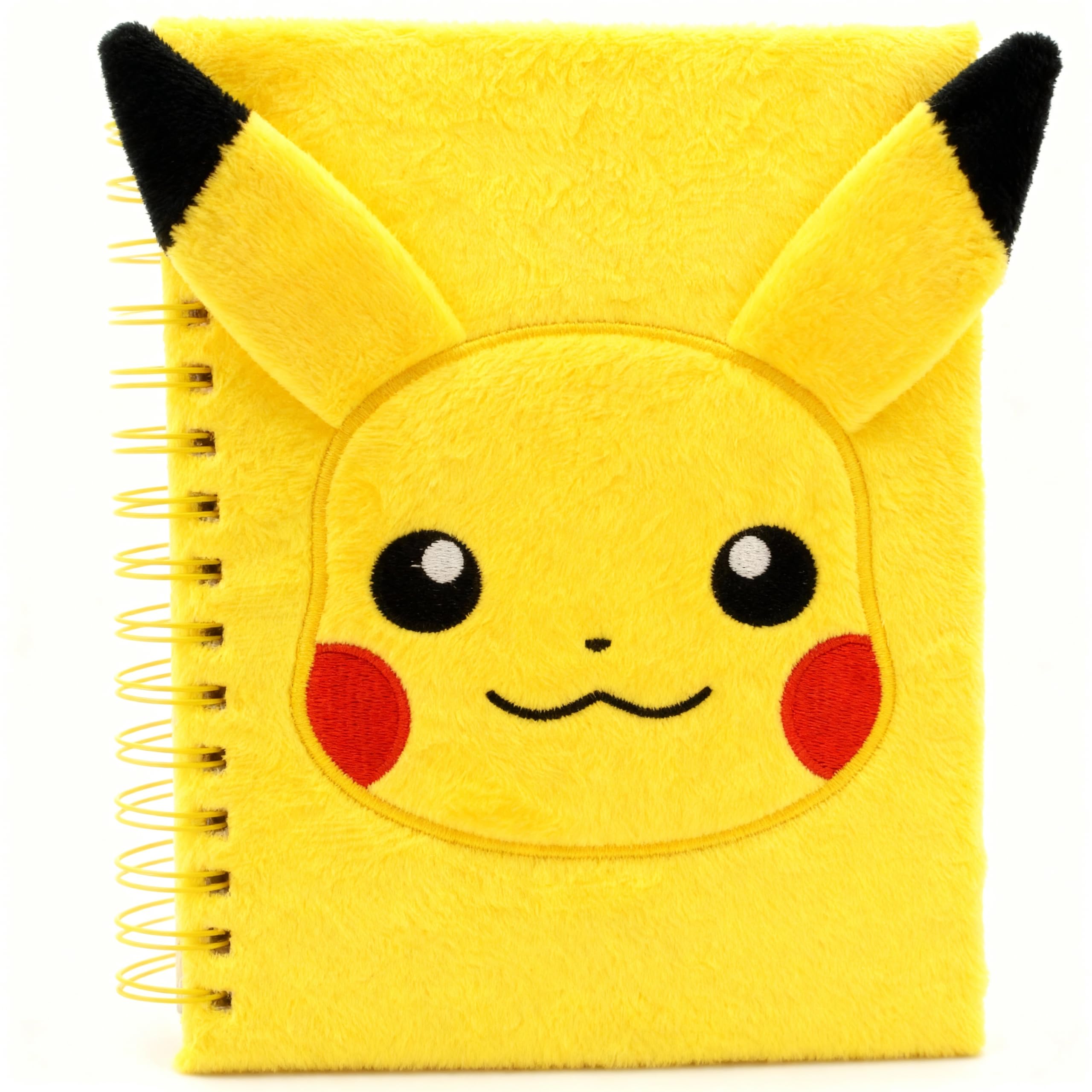 Pokemon Pikachu Plush A5 Notebook – Cute Fluffy Yellow Cover Spiral Journal Notepad Hard Cover 80 Pages Official Pokémon Writing Pad for School & Collectors (15 x 21 cm)