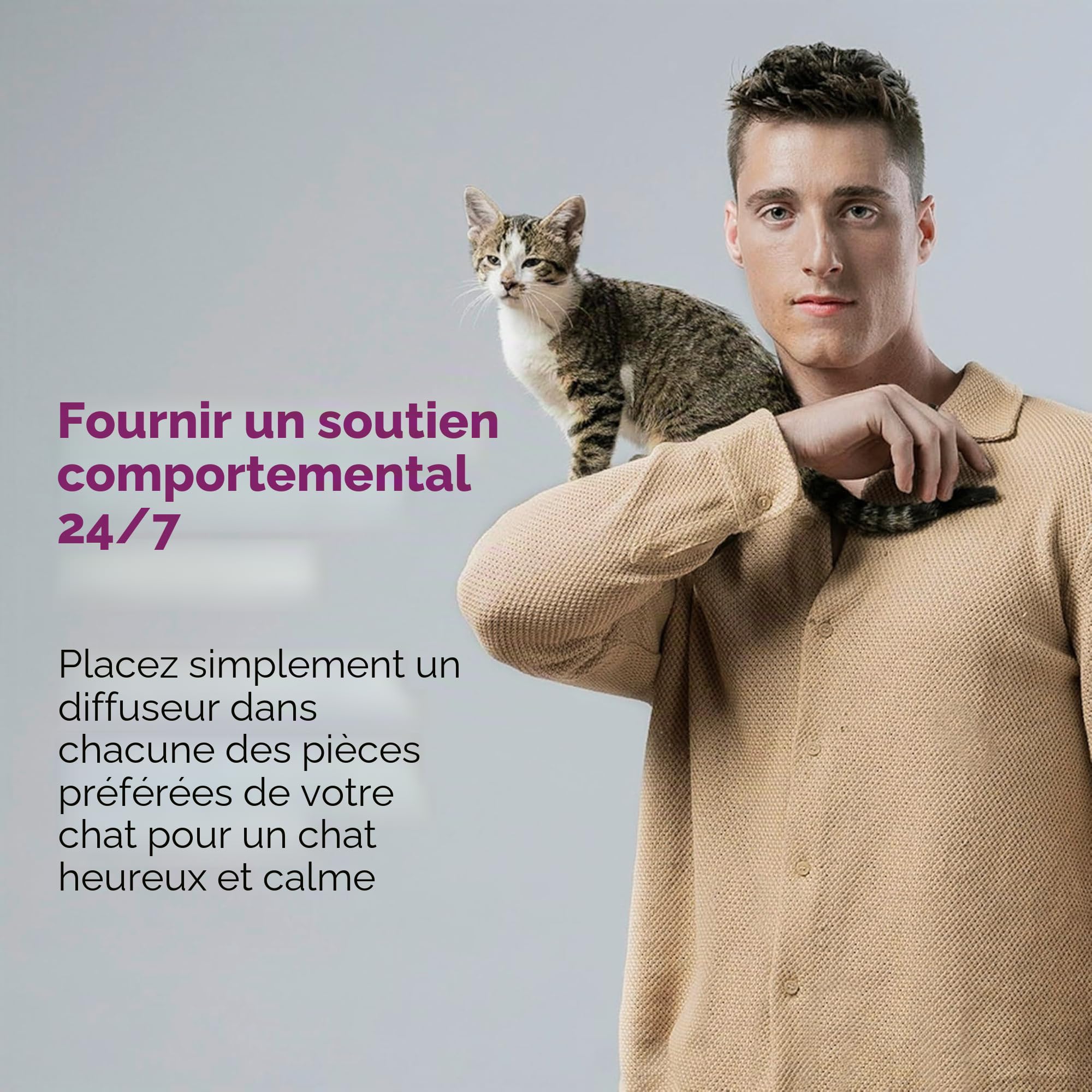 Comfort Zone Kit de démarrage diffuseur apaisant pour Chat : 1 diffuseur et Recharge, phéromones pour réduire Le Stress, la pulvérisation et Les griffures