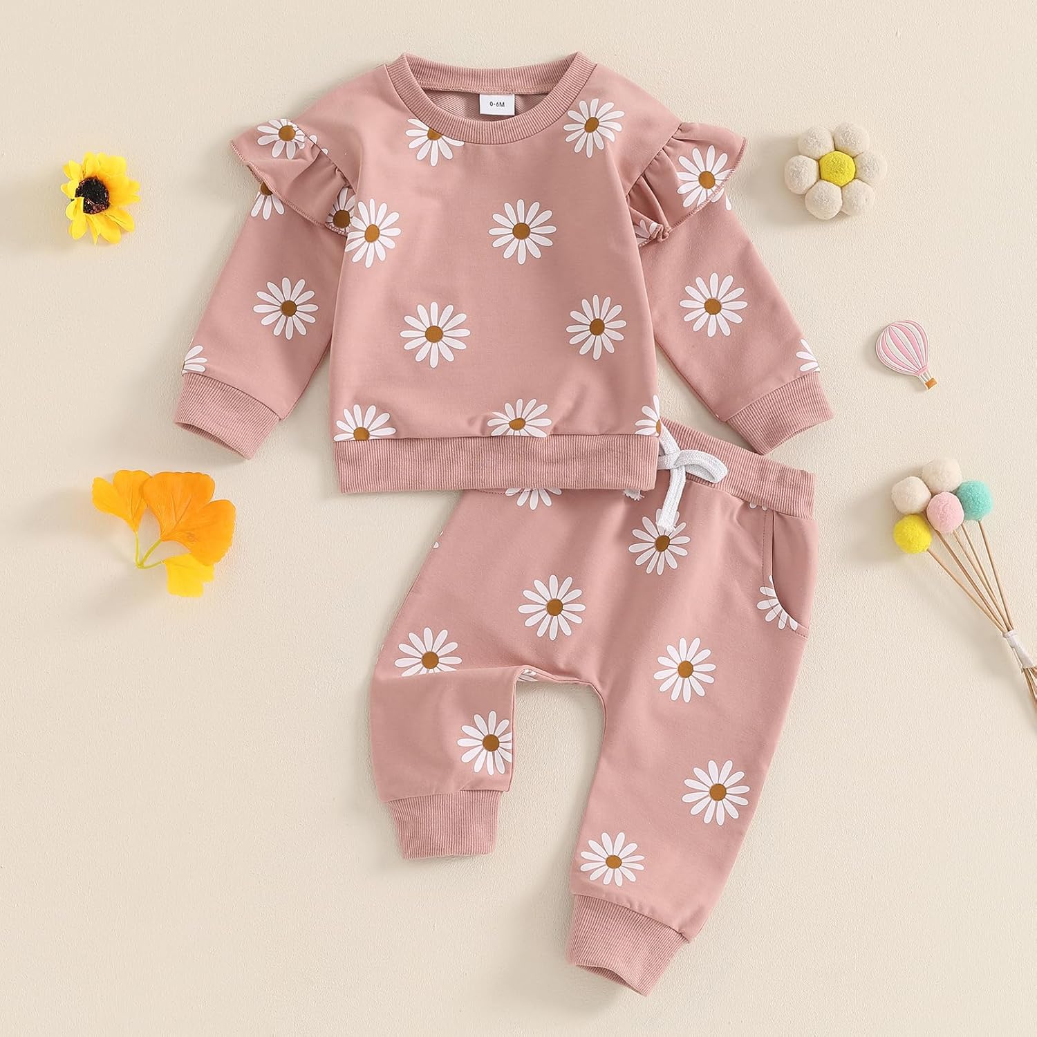Mubineo Toddler Baby Girl Clothes Cute Flower Sweatshirt Outfits Fall Winter Long Sleeve Tops Pant Outfit Sweatsuit Set - Image 2