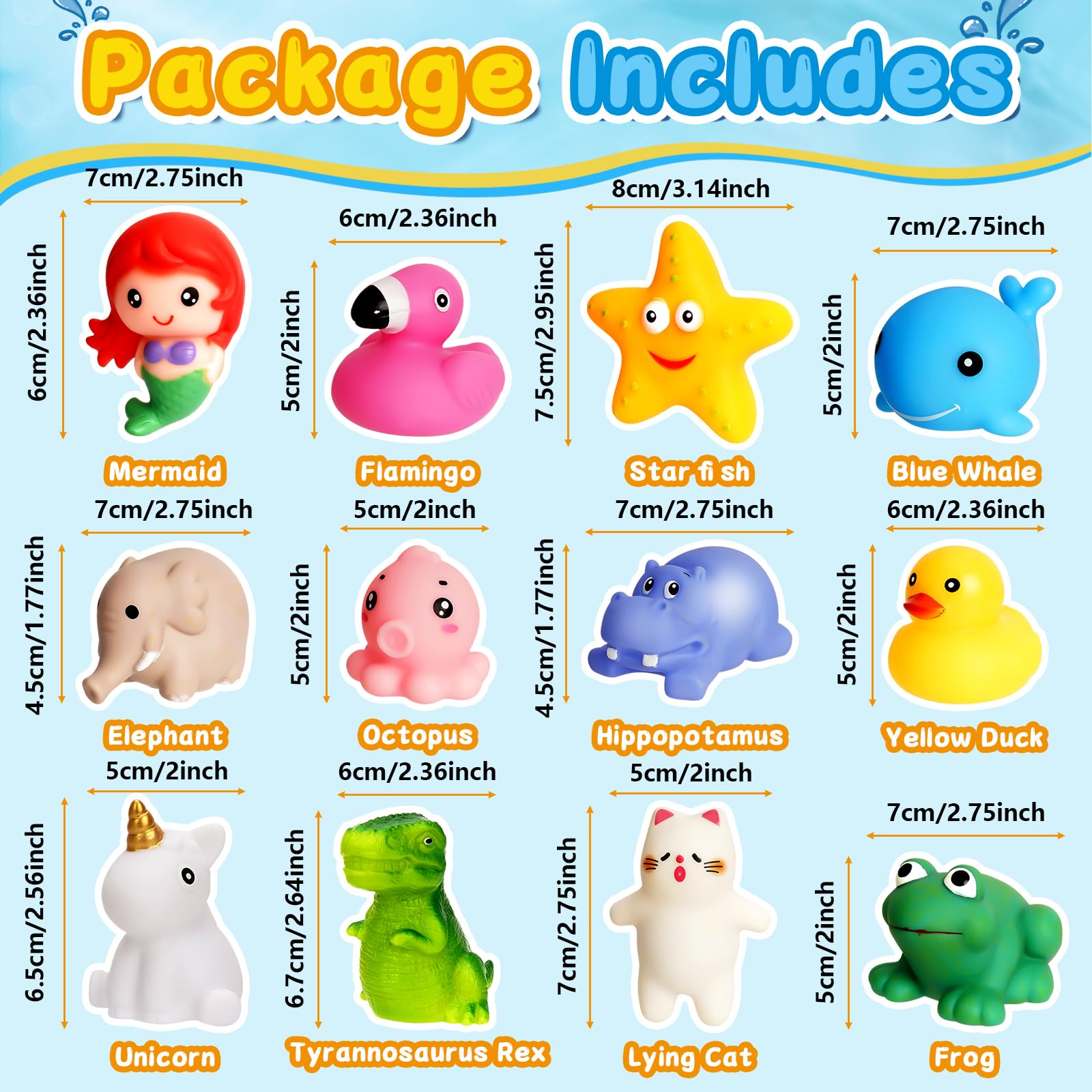 12 Jouets De Bain Lumineux LED - Figurines Animaux Colorées - Bébé 1 2 3 4 Ans - Garçons Et Filles