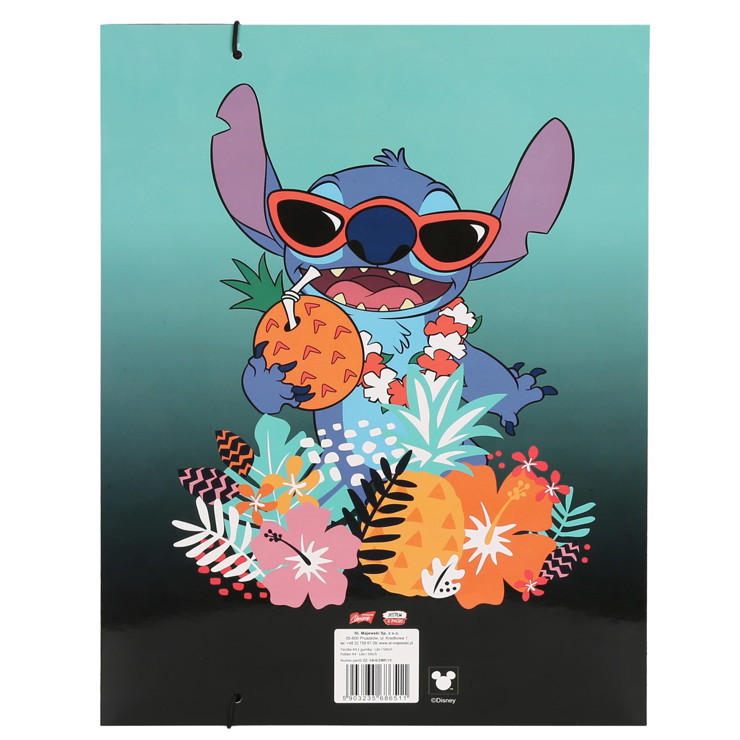 DISNEY Stitch Teczka z gumką, dla dzieci, teczka szkolna, kolorowa A4 (Zielony)