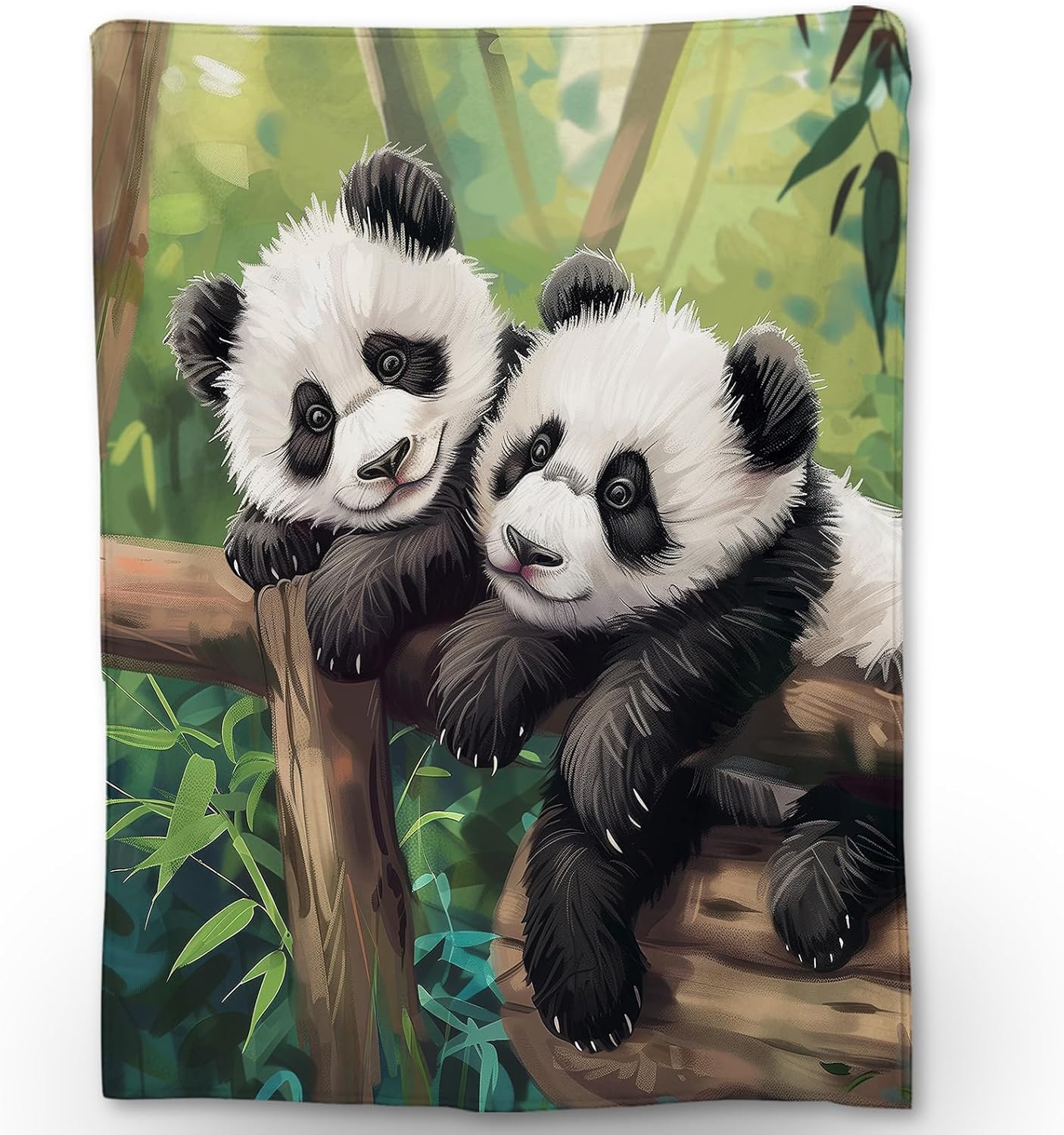Cute Panda Blanket - Soft Cozy Lightweight Flannel Throw Blanket for Couch, Bed, Travel, Outdoor & Home Decor, Warm Fuzzy Blankets for Adults Kids Women Boys Girls 50×60 in