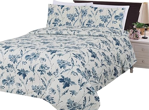 Marina Decoration Juego de funda de edredón de 2 piezas con 1 funda de almohada con estampado floral de rayón de bambú ultra suave y sedoso para