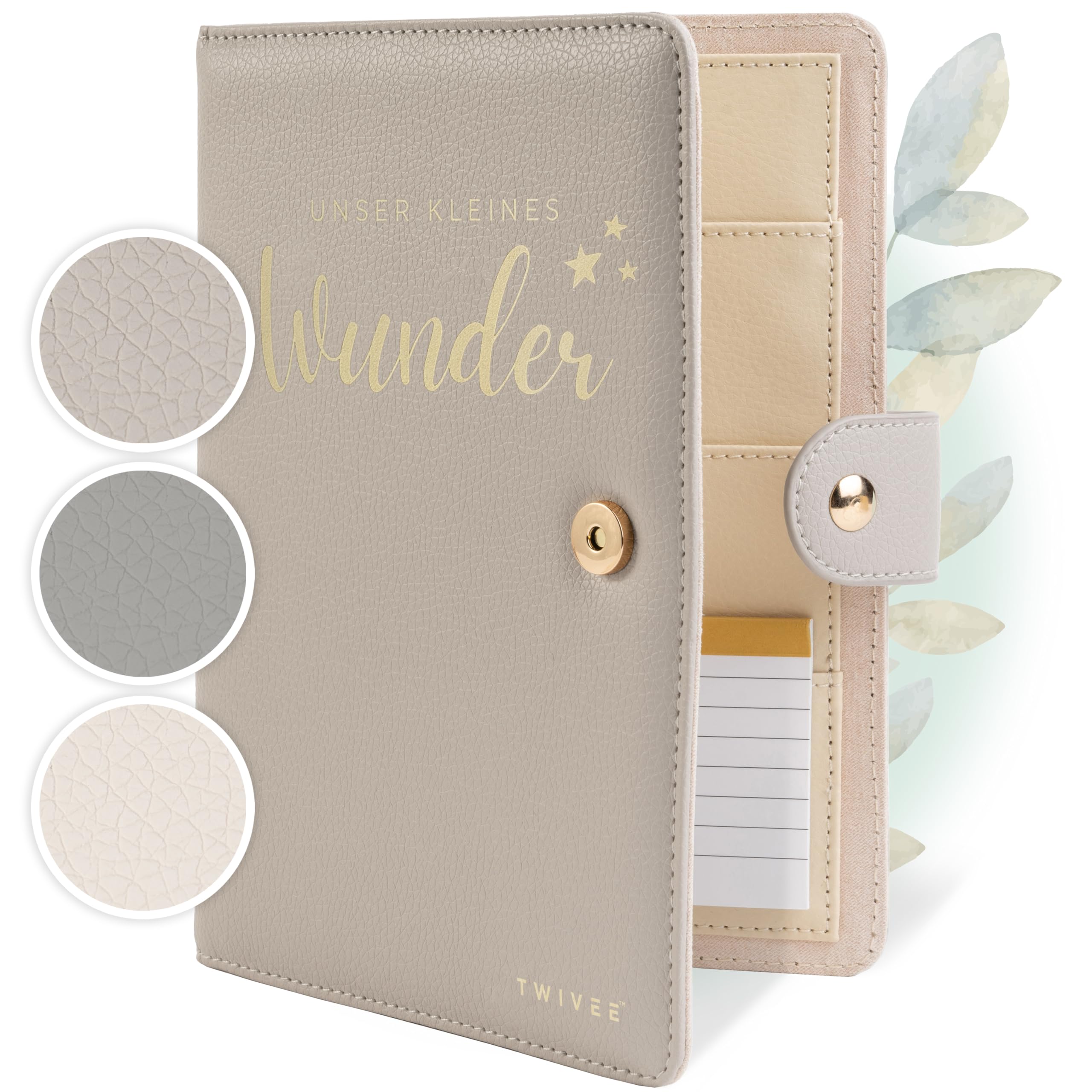 TWIVEE - Mutterpasshülle - Organizer mit Magnetverschluss - Mutter-Kind-Pass - Deutscher Mutterpass - inkl. Notizblock und 8 Fächern