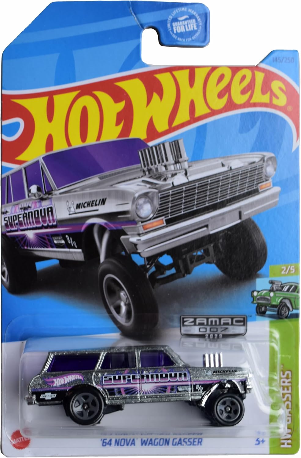Hot Wheels Zamac '64 Nova Wagon Gasser, Gassers 2/5 [Silver/Purple] 145/250
