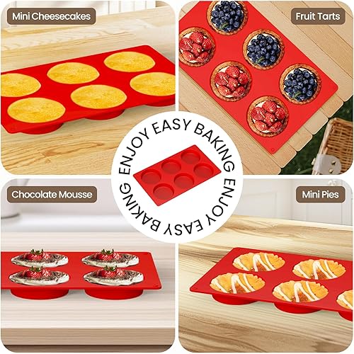 Miniatura 7 de Redfly Moldes de silicona para huevos para sándwiches de desayuno, 2 unidades, antiadherentes de 3 pulgadas para hornear huevos, moldes de silicona