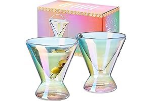 Khen Iridescent Martini Glasses - Enchanting Ambiance in Every Sip
