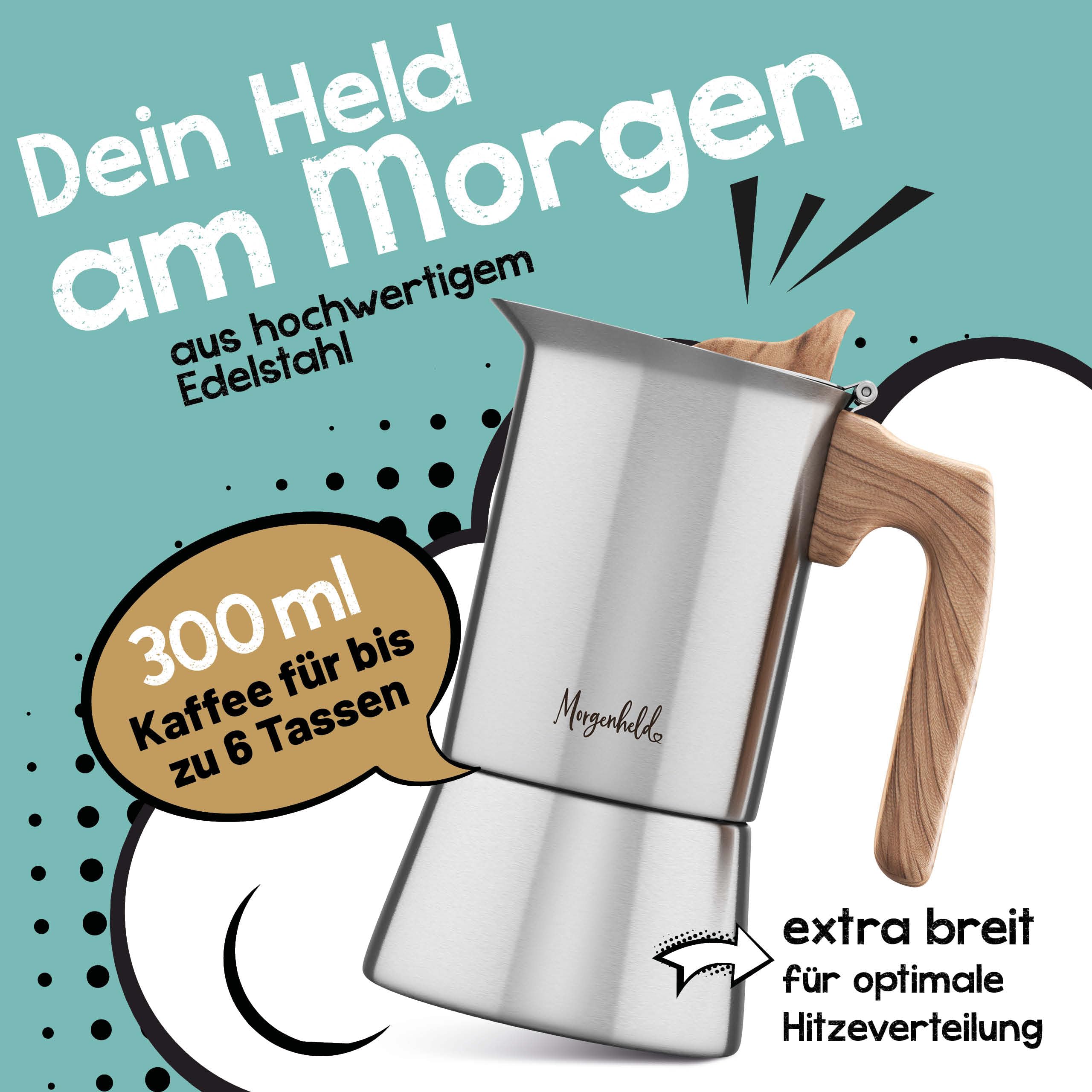 Morgenheld Kawiarka indukcyjna 300 ml – zaparzacz do espresso, 6 filiżanek