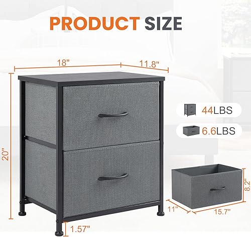 Miniatura 3 de Sweetcrispy Juego de 2 mesas auxiliares con 2 cajones para dormitorio, mesita de noche pequeña, muebles organizadores de almacenamiento, armario de