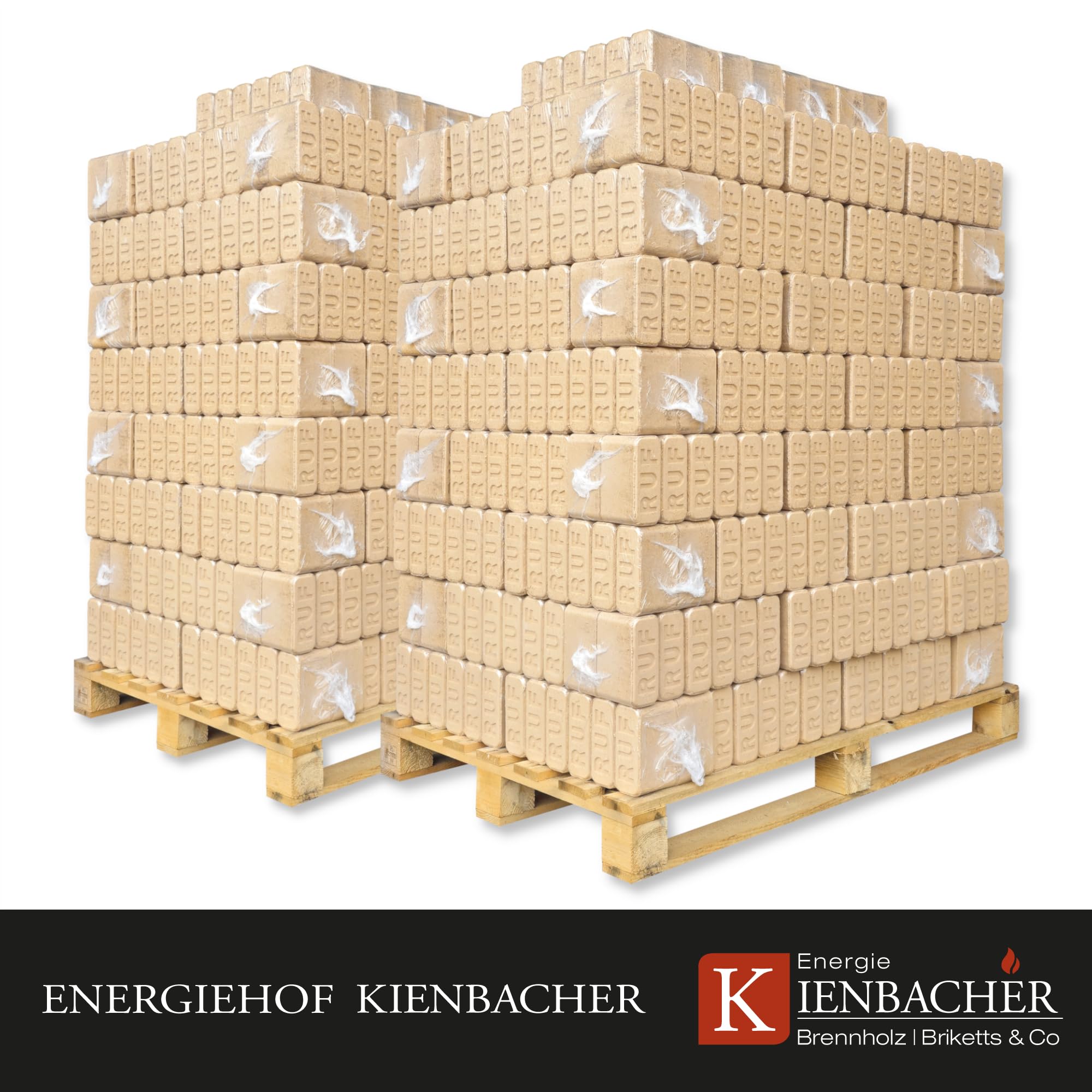 2000kg Palette RUF Hartholzbriketts Brenn Kamin Ofen Grill Smoker Heizen Holz Gluthalter Brennholz Premium Öko Holzbriketts | 2 Paletten | Energie Kienbacher