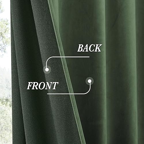 Miniatura 34 de RYB HOME Cortinas de terciopelo súper lujosas con diseño de bolsillo para barra, cortinas de privacidad con aislamiento térmico para oscurecer