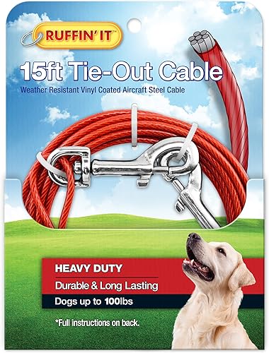 RUFFIN IT Cable resistente de 15 pies para perros 1700 de fuerza de hasta 100 libras