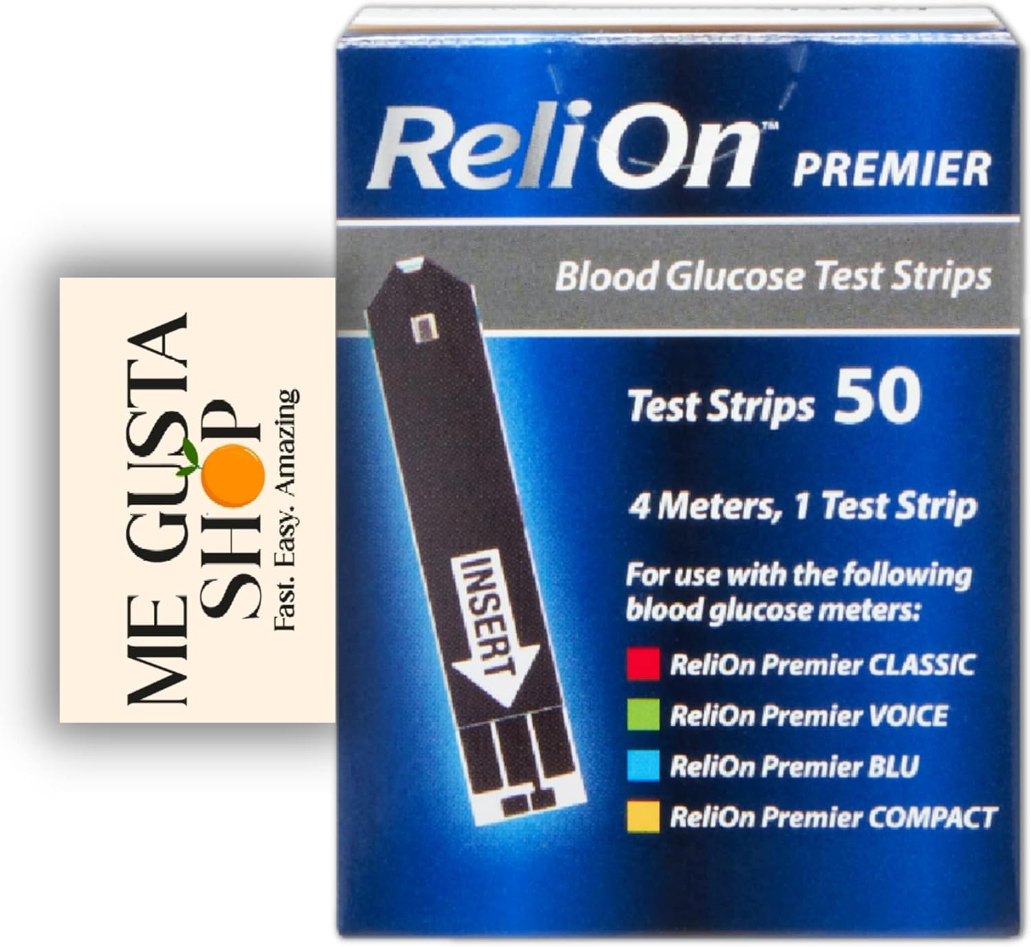 ReliOn Premier Blood Glucose Test Strips, 50 Count Pack of 2 Total 100 + me Gusta Sticker