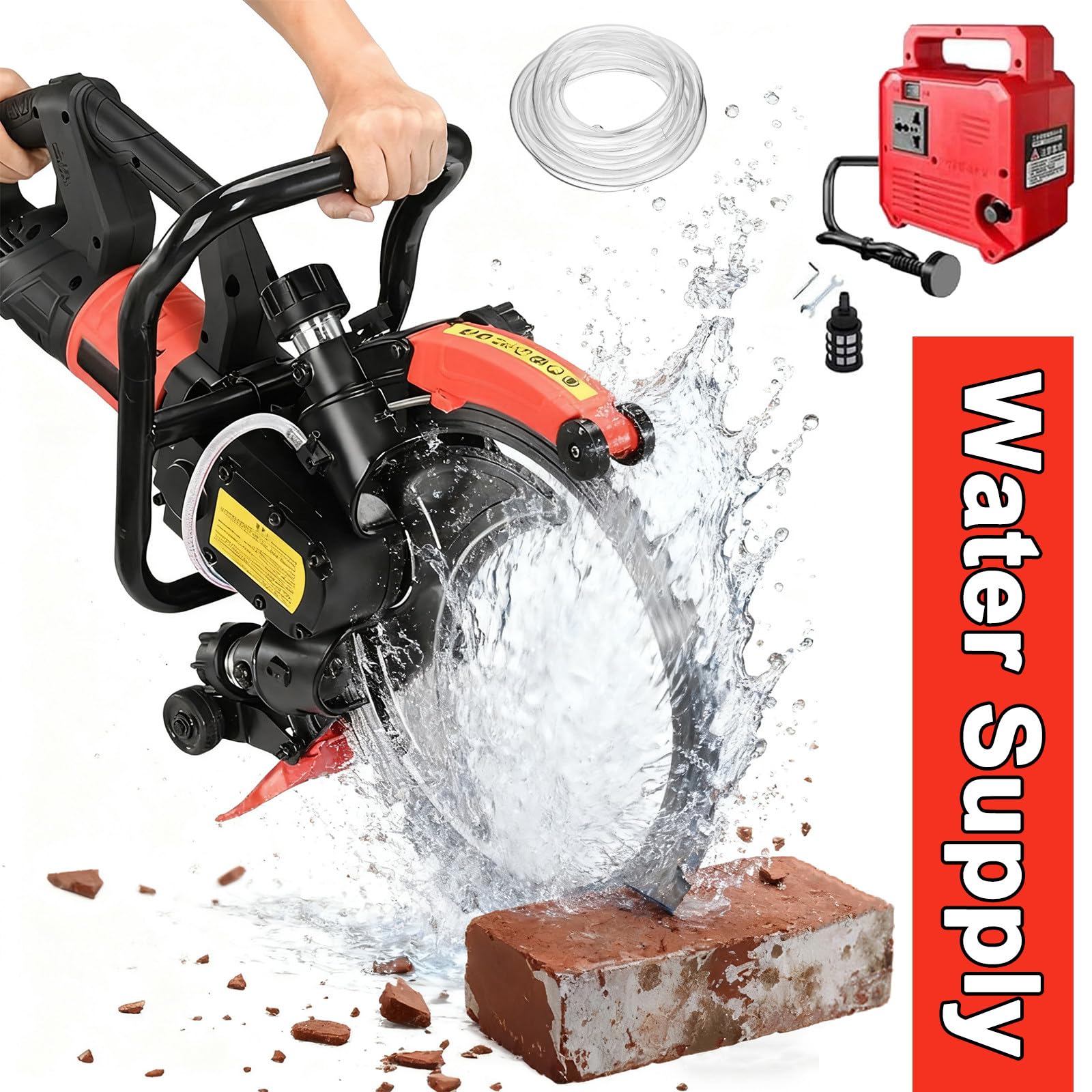 Scie Annulaire Électrique à Béton 9500W avec Pompe à Eau & 2 Lame Diamant 410mm, Scie à Anneau pour Béton, Pierre, Brique, Tuile, Coupe Humide Professionnelle, Moteur Sans Balais