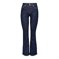 ONLY Jeans Svasati a Vita Alta ONLWAUW, Blu Jeans Scuro