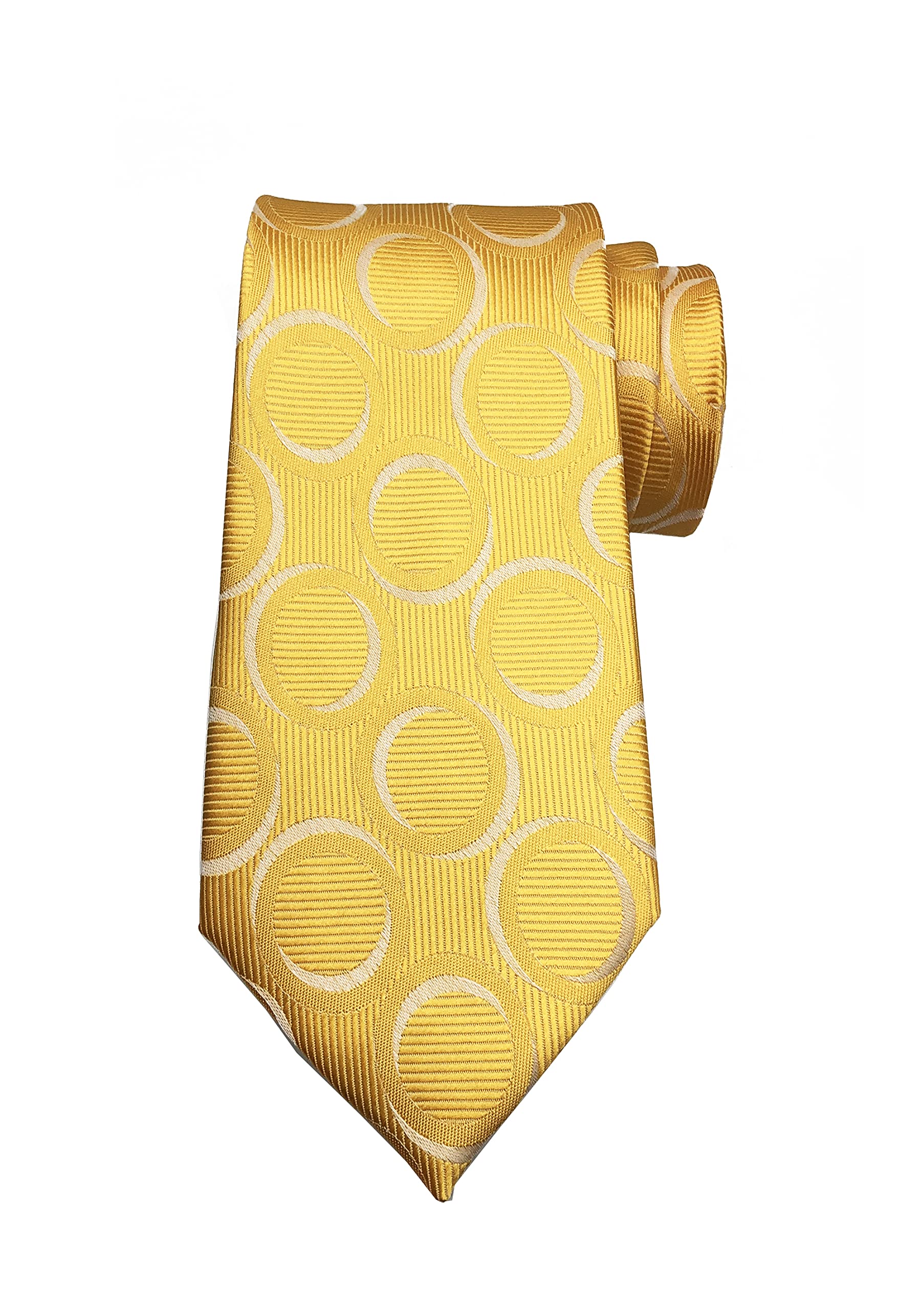 Wehug Men's Classic Tie Silk Woven Necktie Jacquard Neck Yellow Ties For Men EU-LD0038