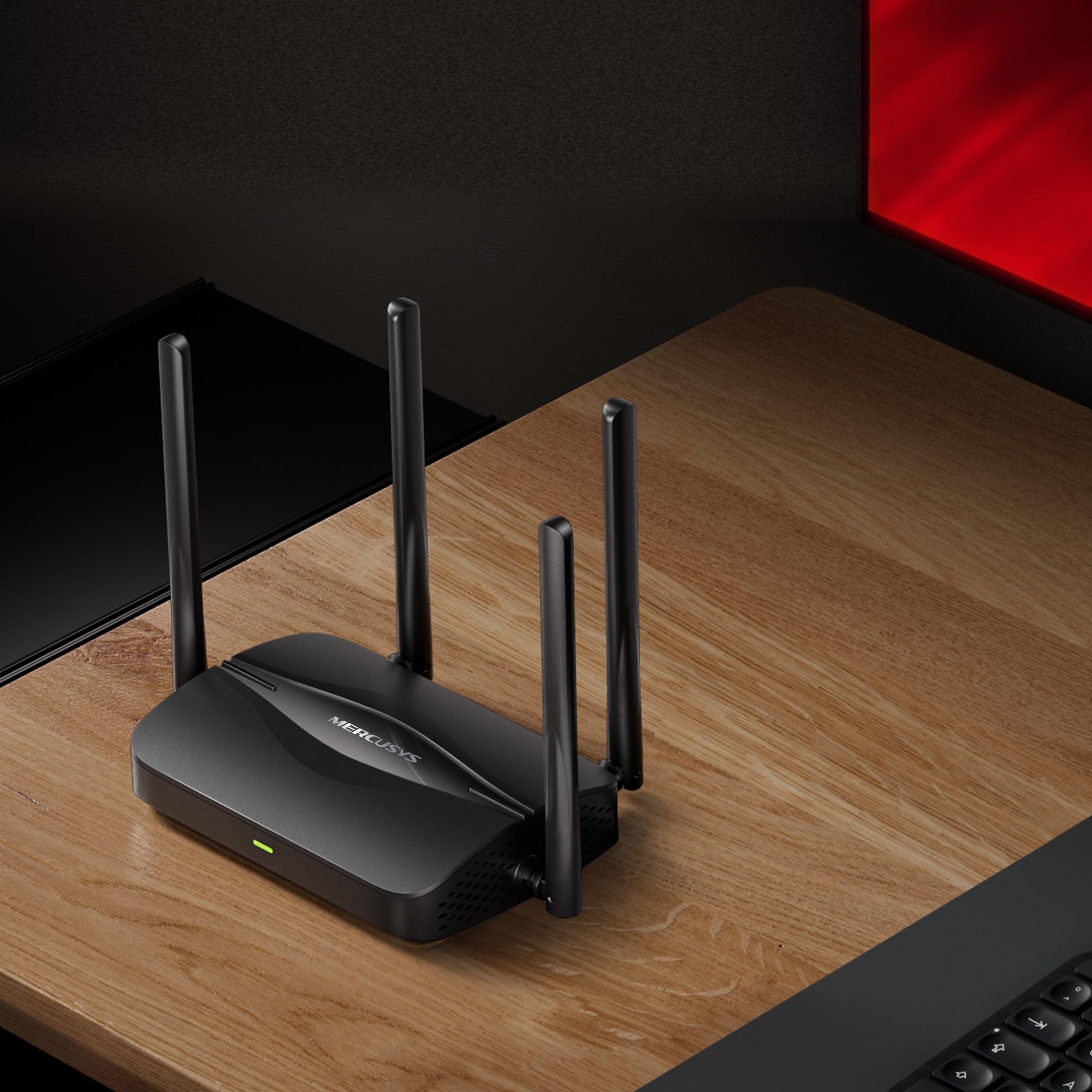 Mercusys Router WiFi TP-Link MR25BE 7 BE3600Mbps Dual-Band, 4 porty Gigabit, 4 anteny o wysokim wzmocnieniu, kanały 160 MHz, 4K QAM, MLO, bezpieczeństwo WPA3, sterowanie przez aplikację, nie obsługuje