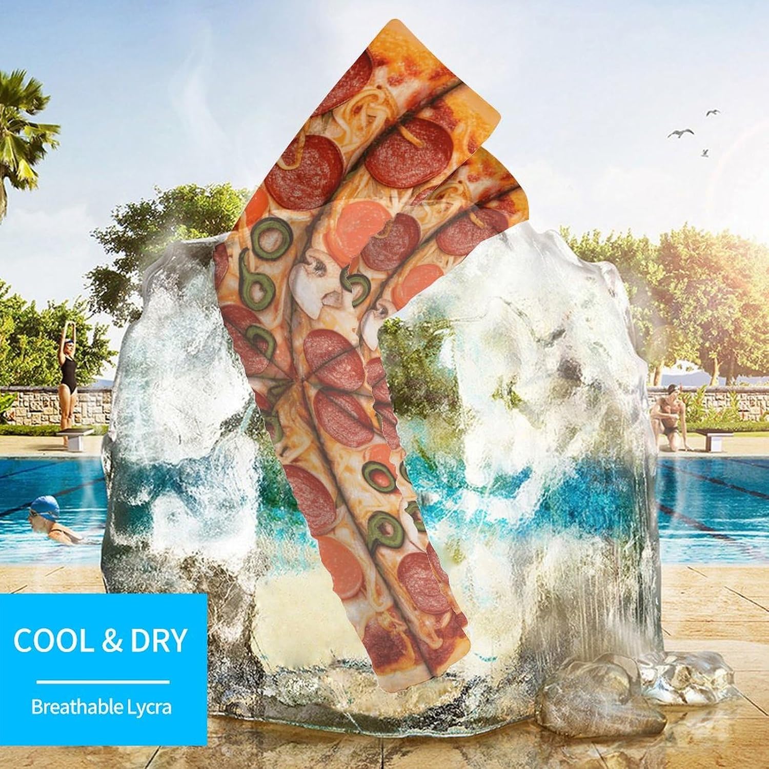 I Love Pizza Arm Sleeves for Men Women Sun Protection Sleeves Cooling Compression Arm Covers for Sport