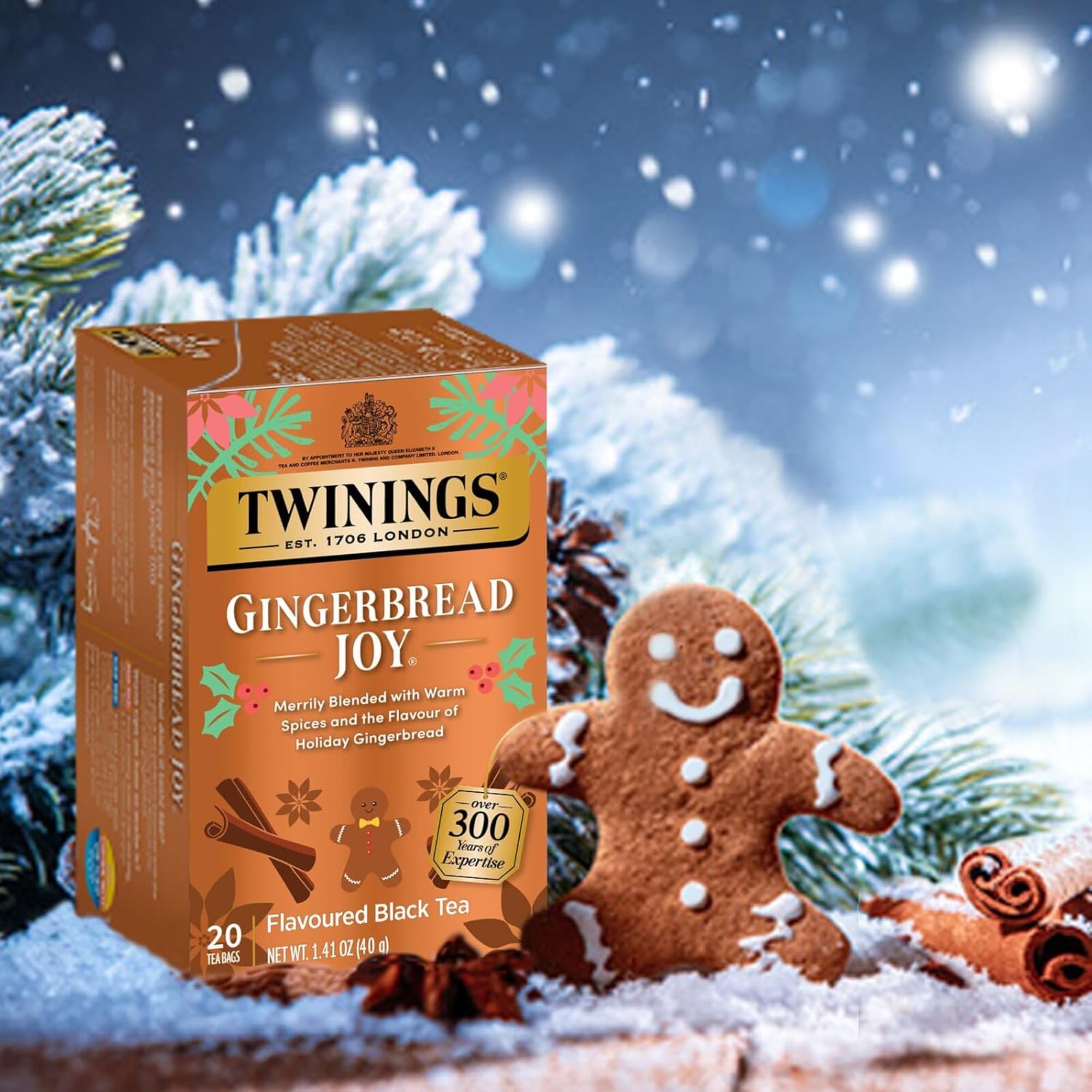 Twinings of London Holiday Variety Tea Bag Pack, Peppermint Cheer, Holiday Berry, Christmas Tea, Winter Spice, 20 Count (Pack of 4)
