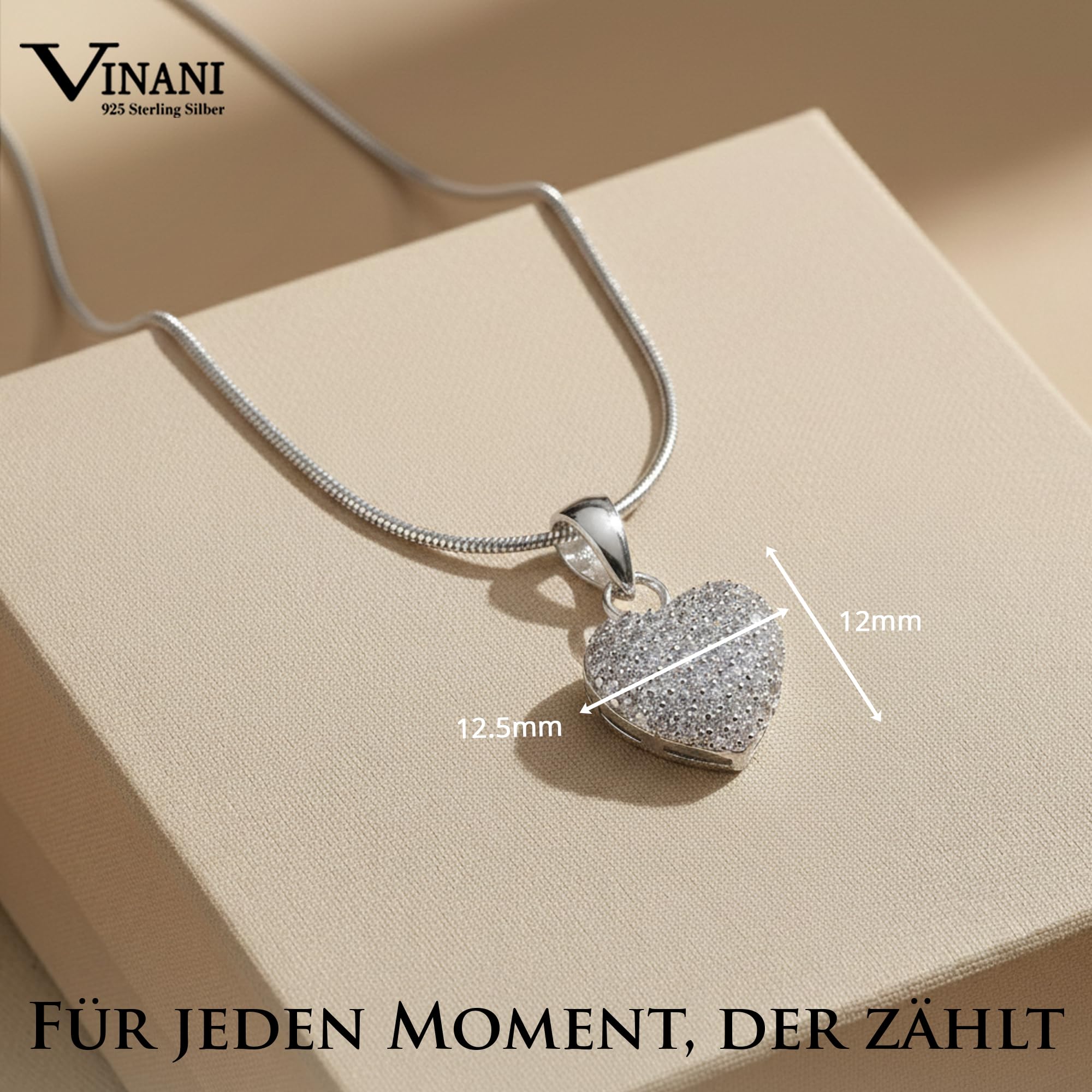 Vinani Herz Halskette 925 Sterling Silber mit Zirkonia AHH-S