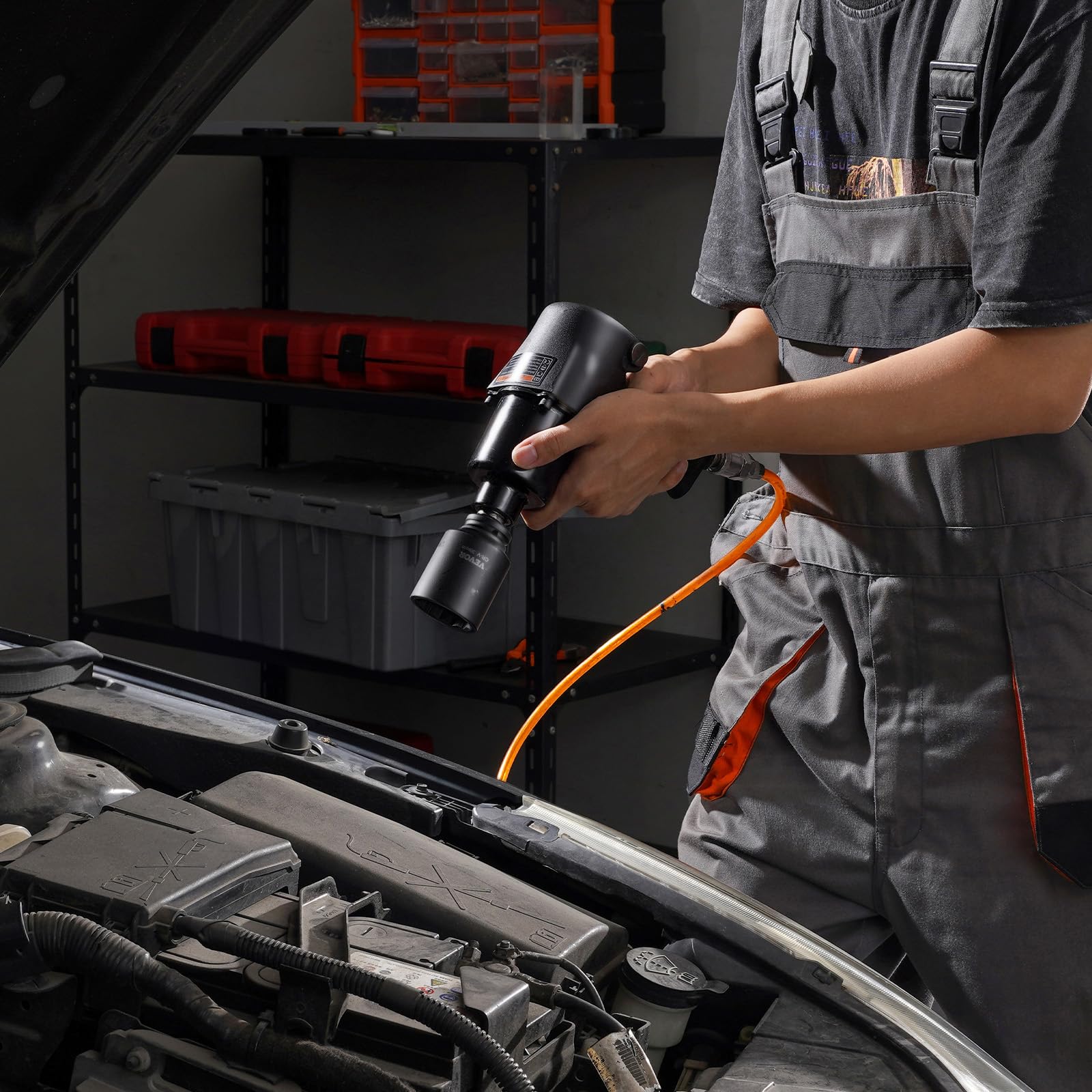 VEVOR Set di chiavi a bussola per dadi dell'asse, attacco da 1/2", profondità 6+12 punti, 14 pezzi, chiavi a bussola metriche CR-V, trattate termicamente, con custodia per riparazione, rimozione o