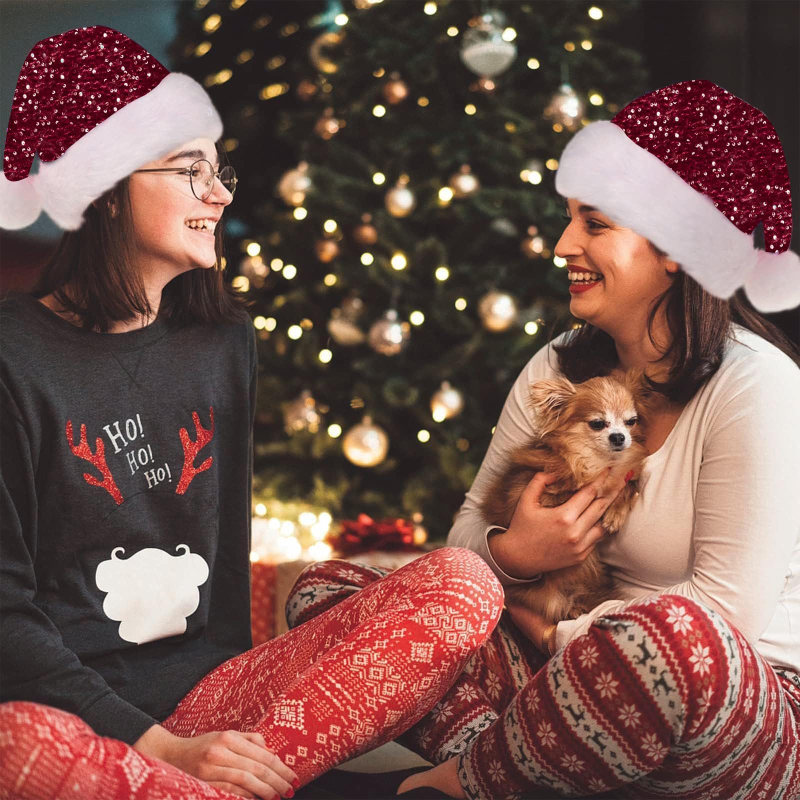 Buildcon Santa Hat, Christmas Decorations, Red Fur Cloth Santa Claus Hat for Adults, Holiday Gatherings and Gift Exchanges, 32x45 cm 3
