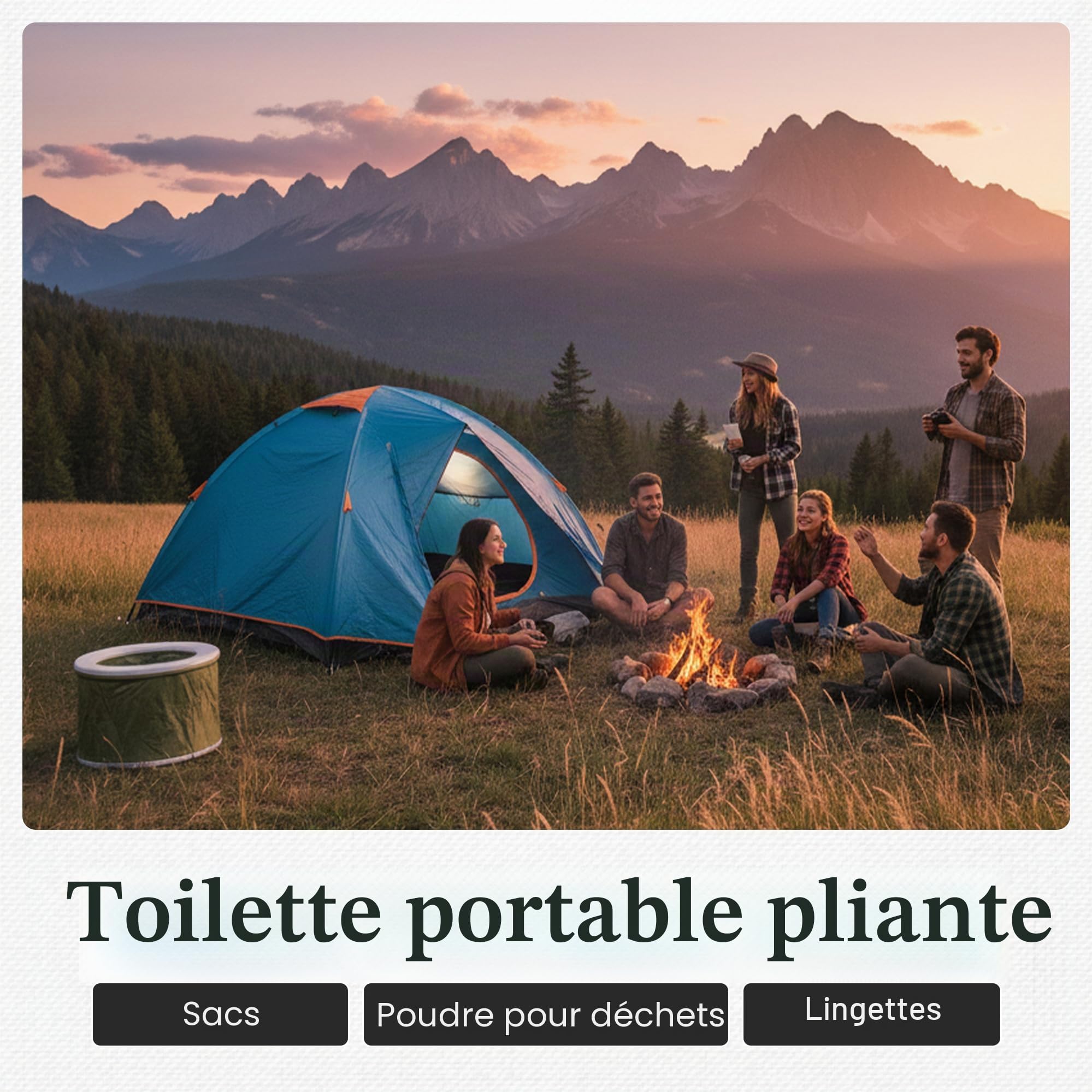 Bivvy Loo Portable Toilette - Toilette de Camping - Festival de Toilettes WC - Pêche - Camping WC - SE Plie à Plat - Prend en Charge Plus 150kg