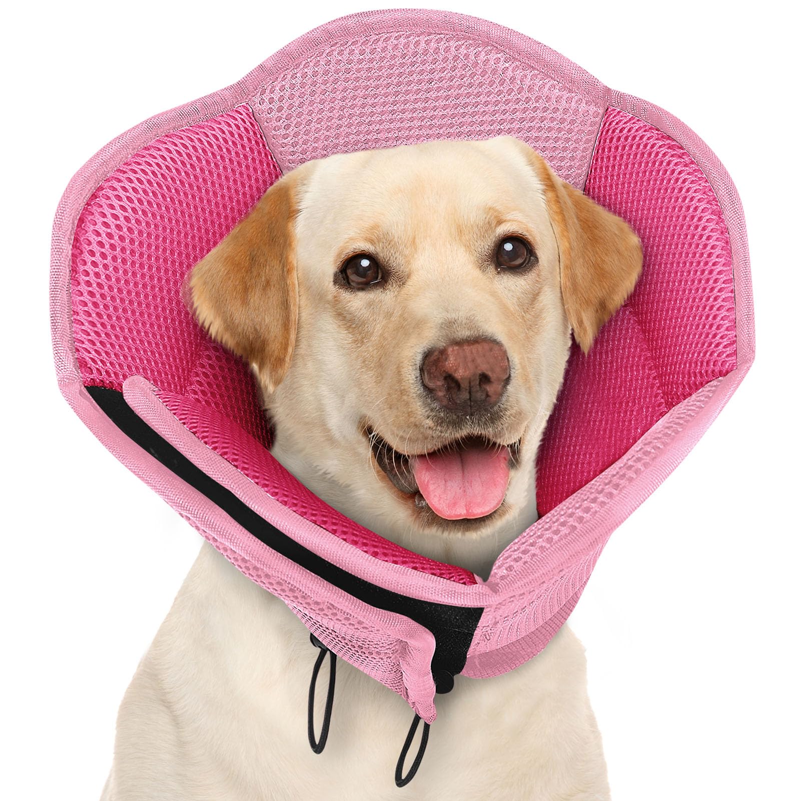AOFITEE Dog Cone Adjustable Large Cone for Dogs After Surgery, Pink L