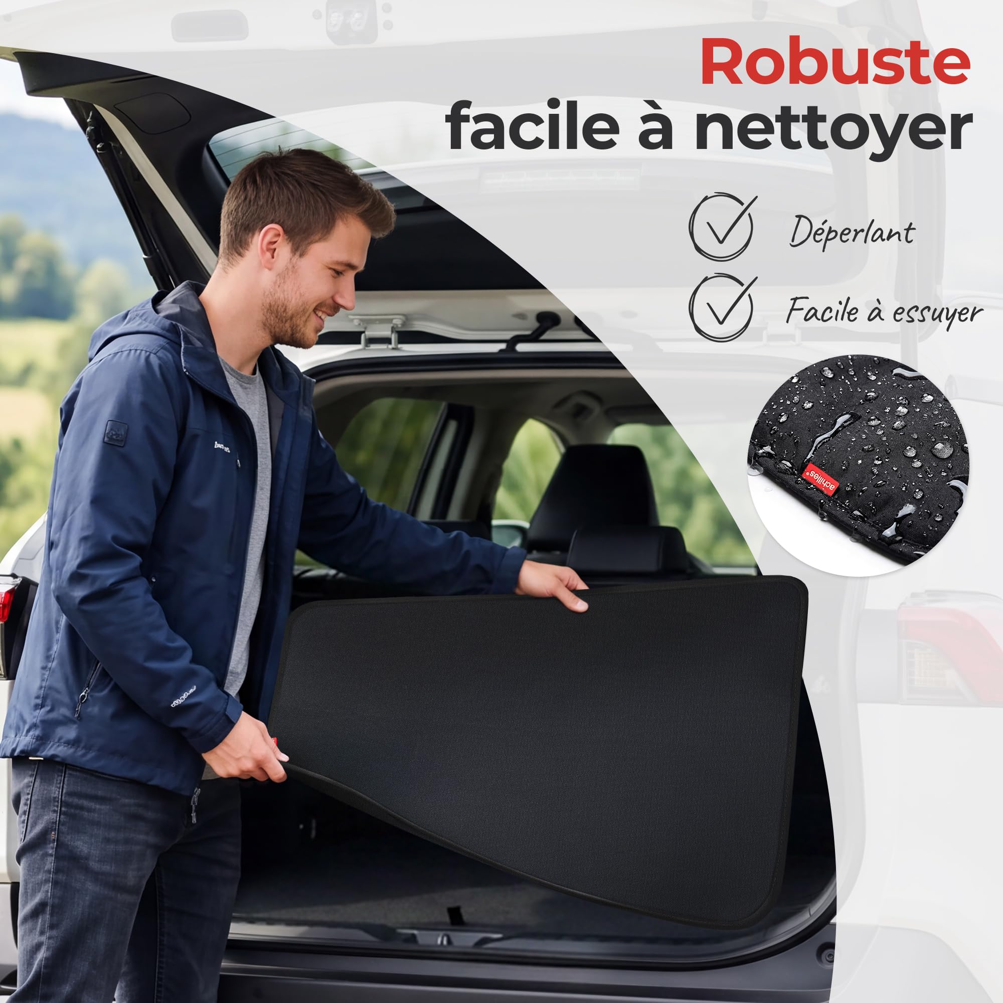 Achilles Tapis Coffre Voiture — Housse Pare-Chocs Anti-Rayures – Protection Coffre Chien – pour Transport Animaux et Bagages – 100x70 cm Noir